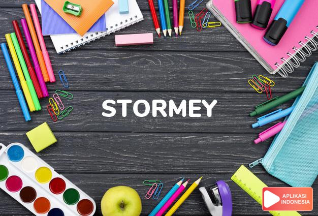 arti nama Stormey adalah (Bentuk lain dari Stormy) bergerak dengan kekuatan dan kecepatan yang besar 