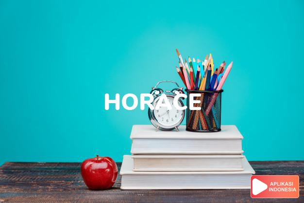 arti nama Horace adalah Dari nama keluarga Romawi kuno yaitu Horatius. Nama ini menjadi luas dipakai diantara penggemar dari Horace, penyair Romawi